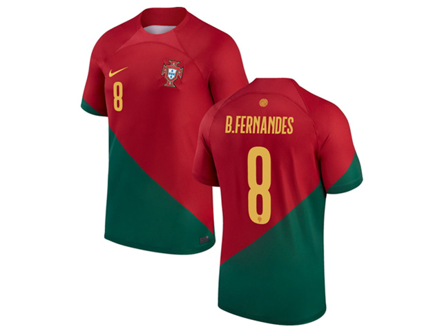 National Portugal #8 B.Fernandes Home Red 2022/23 Soccer Jersey - Click Image to Close
