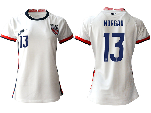 Women's 2020 National Team USA #13 Morgan Home White ...