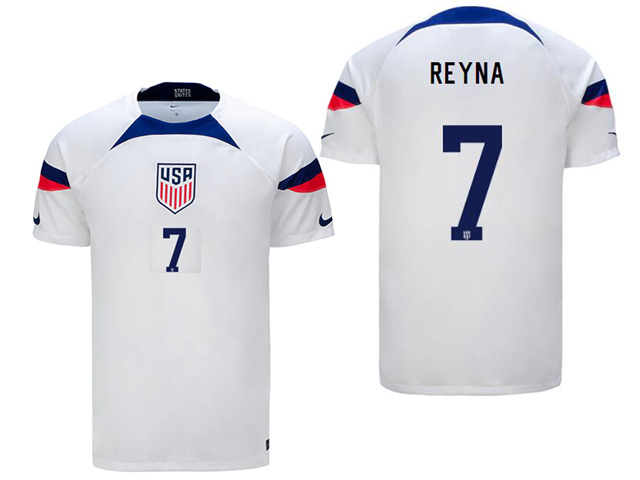 National USA #7 Reyna Home White 2022/23 Jersey - Click Image to Close