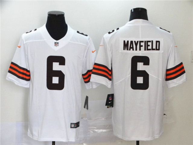 Cleveland Browns #6 Baker Mayfield White Vapor Limited Jersey - Click Image to Close