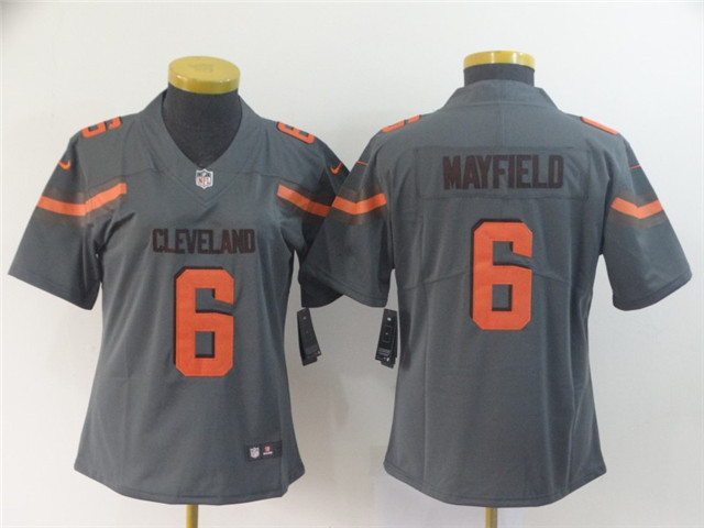Women's Cleveland Browns #6 Baker Mayfield Gray Inverted Limited Jersey - Click Image to Close