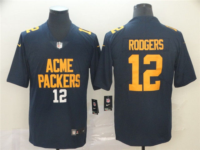 Green Bay Packers #12 Aaron Rodgers Navy City Edition Limited Jersey - Click Image to Close
