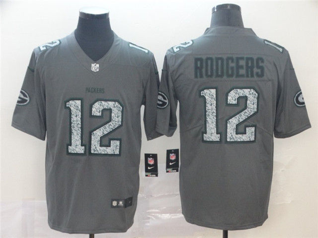 Green Bay Packers #12 Aaron Rodgers Gray Camo Limited Jersey - Click Image to Close